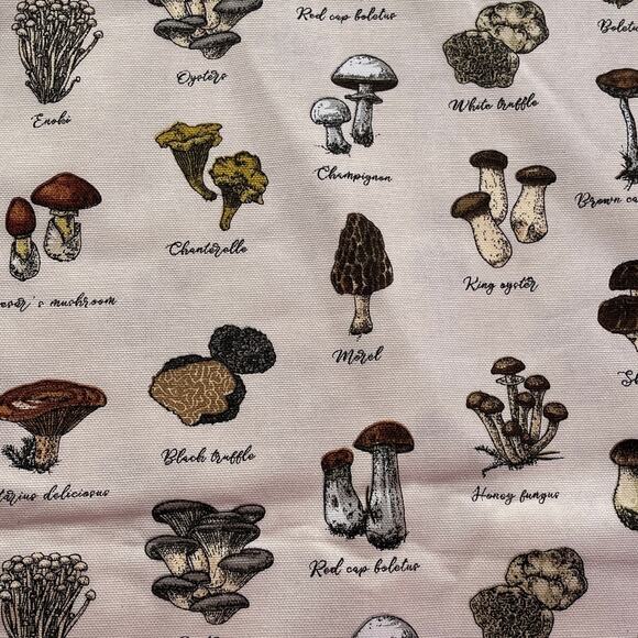 Joann Fabric Other - Mushroom Types 100% Cotton Fabric 2 Pieces Beige All Over Graphic Print Joanns